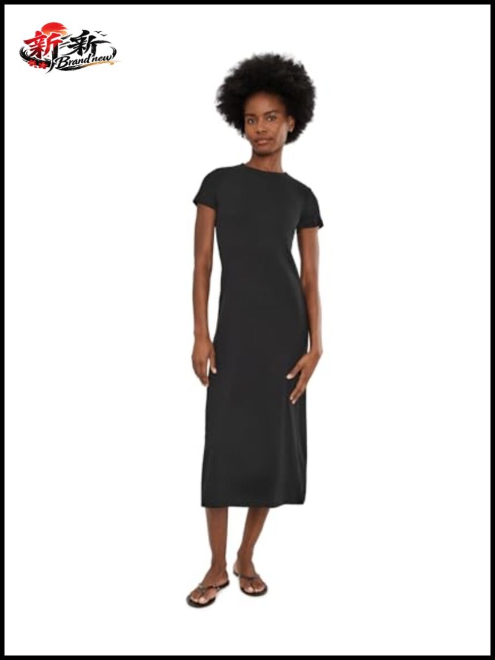 Madewell Andy Maxi Dress Sheath Fit Pull-On 100% Cotton Short Sleeve Crew Neck